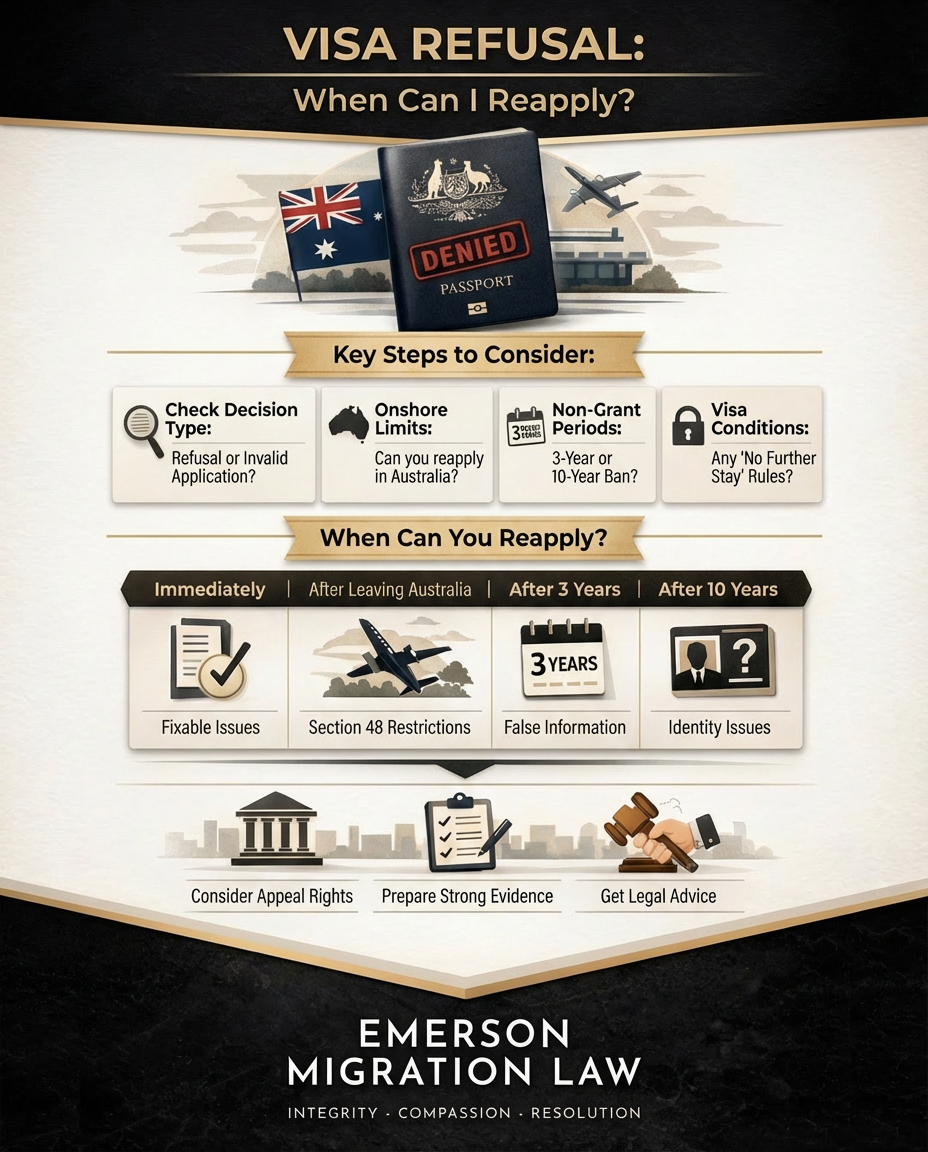 Infographic showing clearly how Long After a Visa Refusal Prospect can Reapply