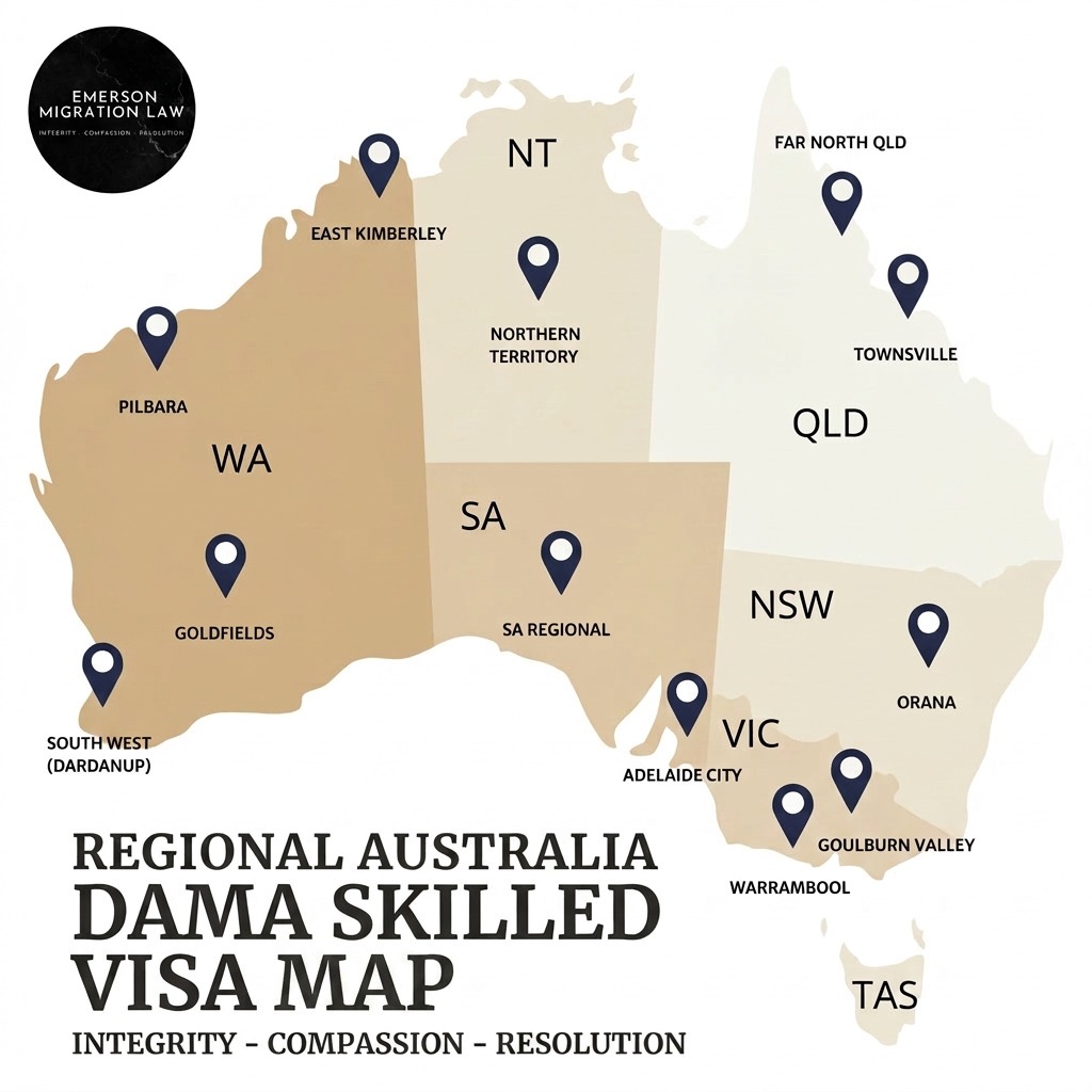 DAMA skilled visa map australia
