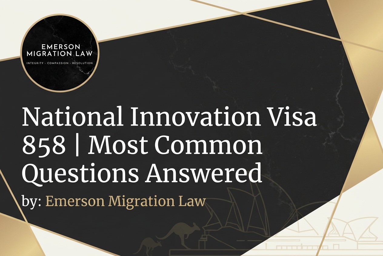 Cover picture with the 22 most common questions in 2026 about the National Innovation (Subclass 858) Visa